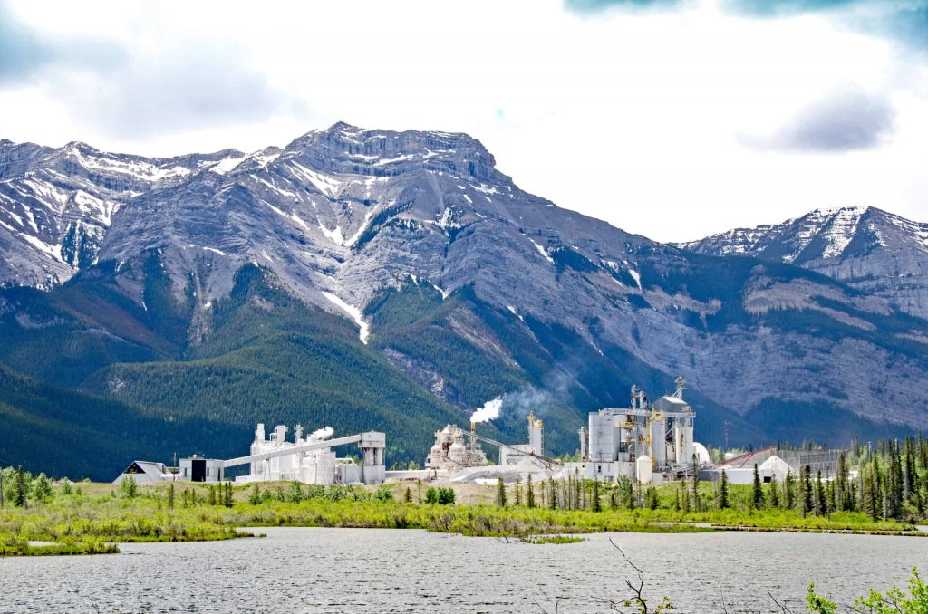 Factory and mountains and cement