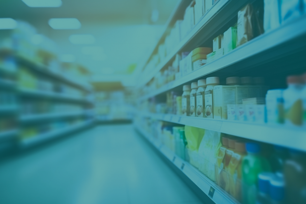 Store with products in shelves