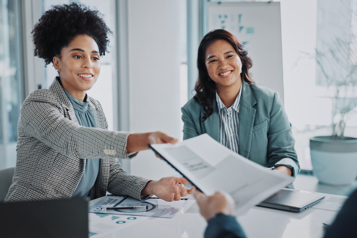 business women submitting a porfolio
