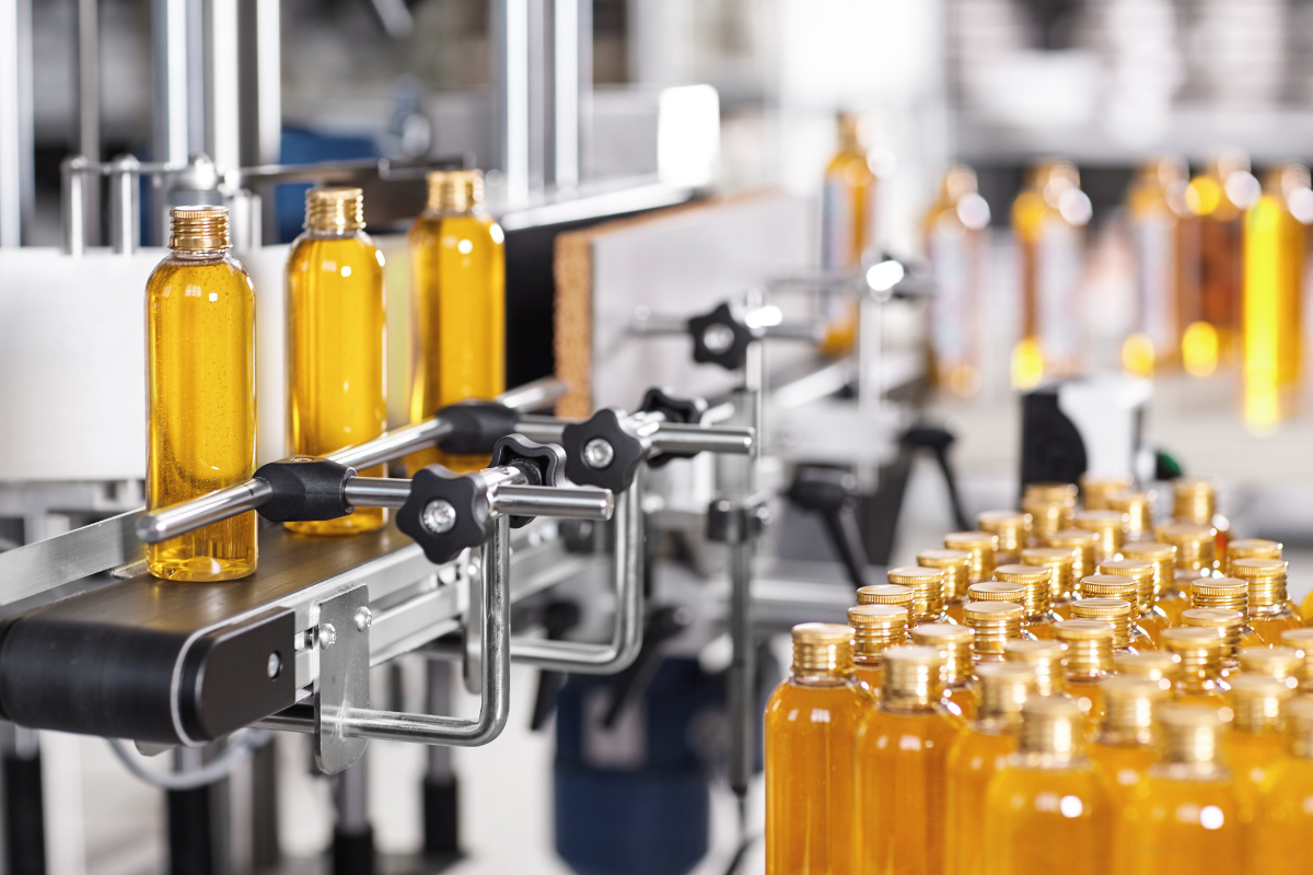 Production line of beauty and healthcare products at plant or factory