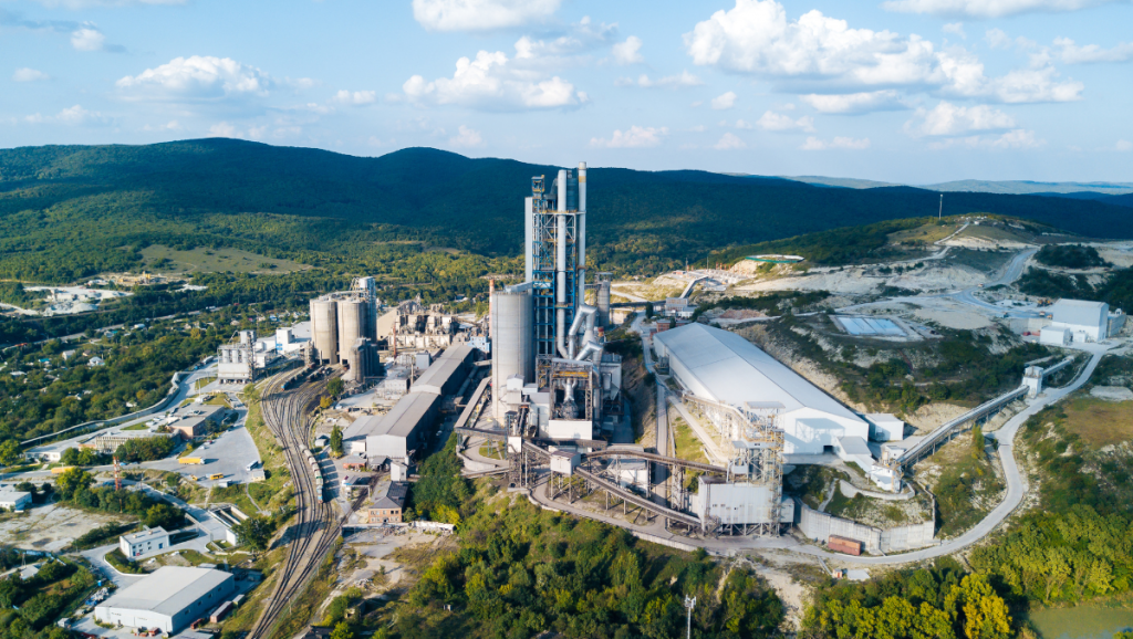 Cement plant surrounded by nature