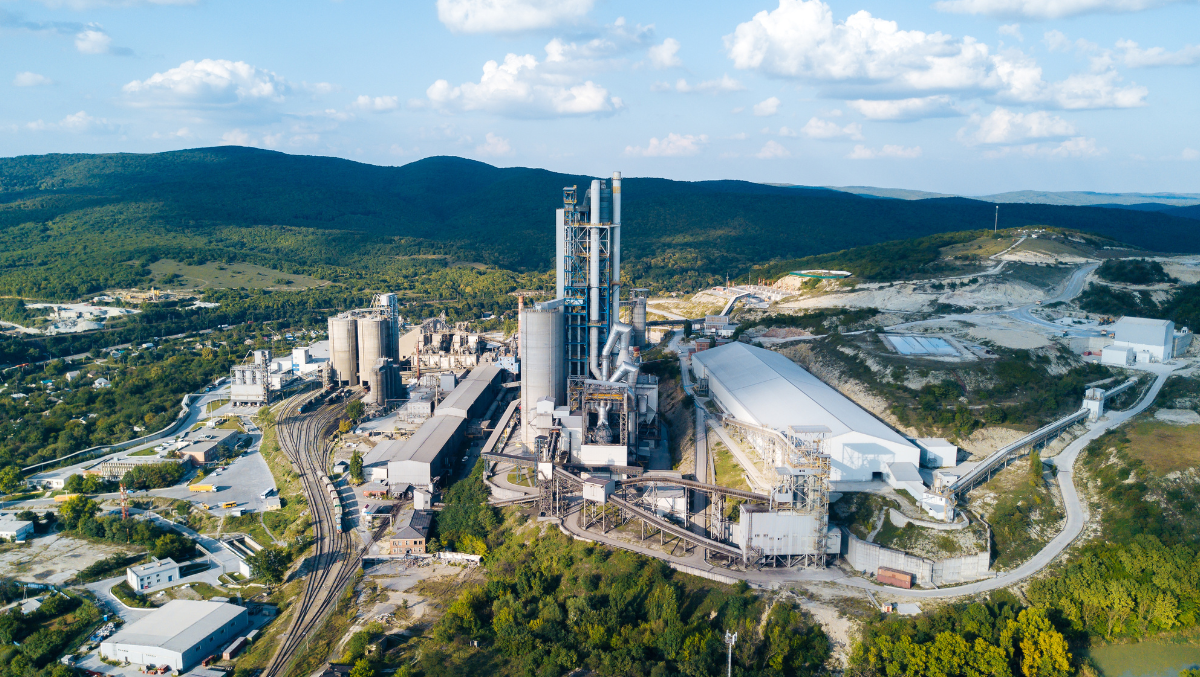 Cement plant surrounded by nature