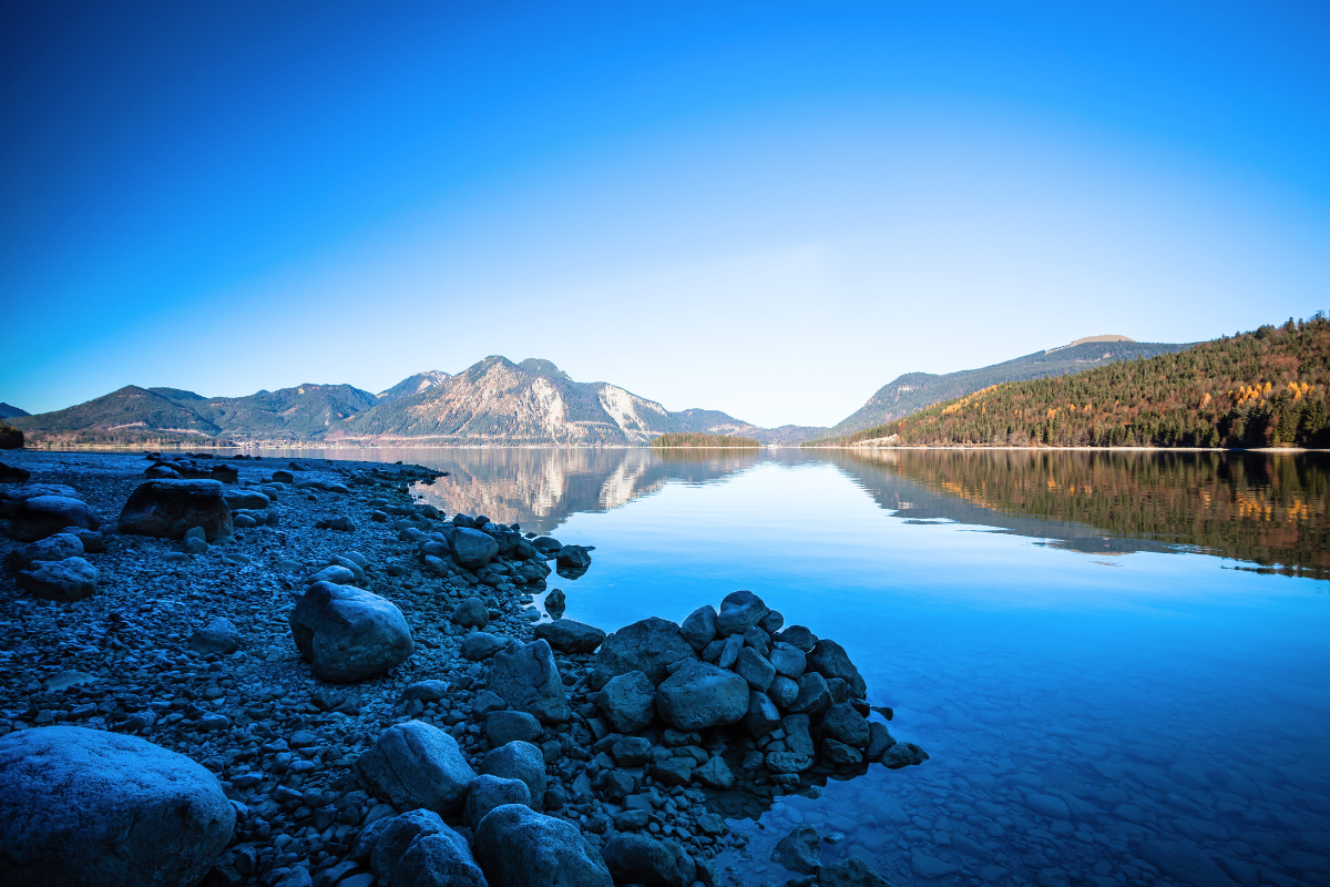 lake and mountains landscape picture